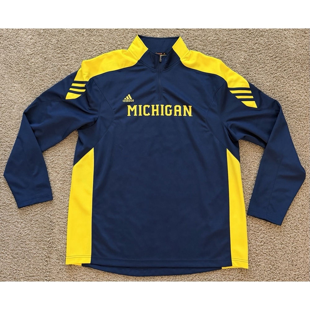 University Of Michigan Adidas Quarter Zip Jacket Mens Size XL
